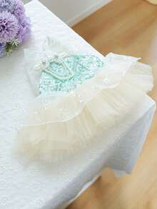 1pc Pet Clothes, Dog/Cat Apparel For Small Dogs, Poodle, Teddy, Casual & Fashionable, Cute & Romantic, Mint Mambo Wedding Dress Series - Multicolor - View 5