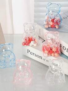 1pc Transparent Candy Boxes, Bear Shaped Detachable Containers With Lids, Suitable For Wedding, Birthday, Christmas, Halloween, Easter, Gender Reveal Party, Candy, Cake, Chocolate Display - Multicolor - View 9