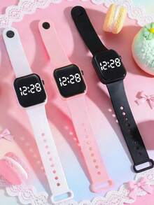 1pc Kids/Teens Cute & Fashionable LED Electronic Watch, Displays Time & Date, Suitable As Girls/Boys Back To School, Christmas, Birthday Gift Or Daily Wear, Comes With 1 Gift Box