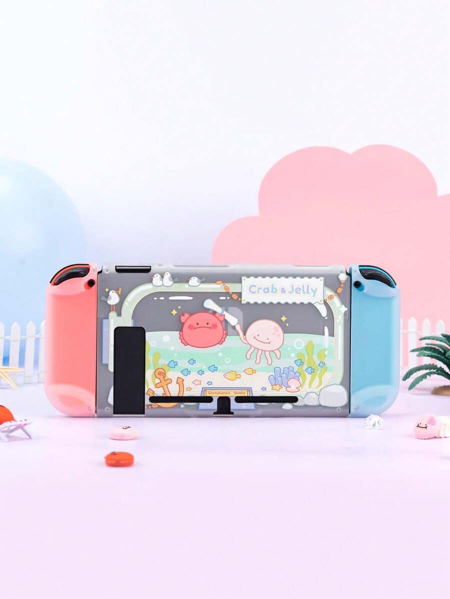 1个可爱水母螃蟹图案保护套，兼容2017款Switch