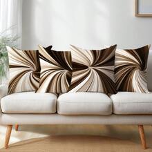 4pcs Minimalist Coffee Geometric Abstract Swirl Pattern Throw Pillow Covers, Single-Sided Printed Peach Velvet, 45*45CM/18*18inch Cushion Covers Suitable For Modern Minimalist Sofa Living Room Decor, Gifts, Party Decoration - Multicolor - View 8