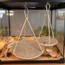 1pc Breathable & Comfortable Detachable Rope Woven Decorative Hammock, Suitable For Reptiles, Amphibians And Small Animals, Washable, Lizard Bed, Hamster Hammock, Pet Swing, Ideal For Rainforest And Desert Scene Decor