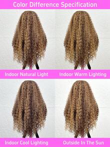 4/27 Highlight Front Lace Glueless Curly Human Hair Mixed Brazilian Hair Wig, 13x4 Deep Wave Short Bob Synthetic Wig, Deep Wave Curly Hair Wig For Women - 180% Natural Summer Density, Wet Wave - Perfect For Cosplay, Party, Music Festival, Valentine's Day - S4/27 - View 9