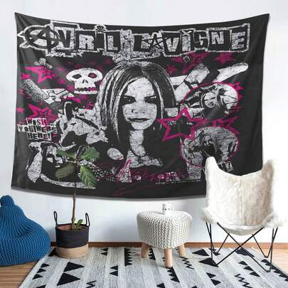 [2D Flat Printing] 1PC Luxury Peach Skin Velvet Tapestry Wall Hanging Aesthetic Home Decor Room Decor Fashionable Decorative Tapestries Bedroom/Living Room/Office/Dorm Wall Atmosphere Decoration / Bedhead Background Tapestry / Sofa Background Tapestry / Festival Decoration Tapestry 1pc Inspired Black & Pink Graphic Tapestry - Soft Peach Fleece Wall Hanging With Skulls, Stars & Bolts Design, Horizontal Home Office Decor, No Electricity Needed, Idea, Tapestry Wall Hanging, Bedroom Accent, Edgy Decor, Highquality Print, Decorative Cloth, Music Fans/New Year/All-Season/Valentine's Day/'s Day/Easter Decorations - Family Holiday Gifts/Holiday Decoration Presents/Birthday Gifts/Home Decor Tapestry/Aesthetic Tapestryival Decoration Tapestry