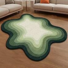 1件装简约不对称绿色渐变云朵图案装饰地毯，卧室装饰，小地毯，地毯，家居装饰，客厅地毯，客厅小地毯，卧室地毯，客厅家居装饰，户外地毯，可水洗地毯 - 彩色 - 查看 4