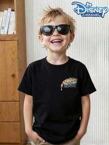 Disney 'Toy Story' Pizza Planet Alien Pattern T-Shirt, Suitable For Boys And Girls To Wear At Holiday Parties, Family Dinners, Outdoor Activities, Trips, And As A Children's Gift For Visiting Disney Parks. - màu đen - Xem 2