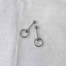 Titanium Steel Threaded Tongue Piercing, Niche Spicy Punk European And American Design Tongue Piercing