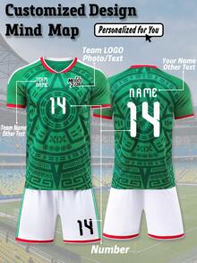 2pcs Personalized 2627 Season Mexico Green Style Men's Soccer Jersey- Customized Name,Number Team Name And Team Logo Short Sleeve T-Shirt+Shorts Sports Set Gift For He,Stylish,Fashion,Hipster,Casual,Minimal Chic,Personalized,Customized,Custom,Unique,Guy Costumes,Capsule Wardrobe,Men Basic/Street Style,Ideal Gifts For Him,Boyfriend,Family,Friends,For Birthdays,For Vacation/Holiday,For School/Competition,For Sports/Climbing - màu xanh lá - Xem 1