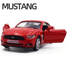 RMZCITY 1:36 比例福特野马合金车模 - 哑光黑/红，金属车身，可开门，摩擦动力，逼真车模，儿童玩具，成人收藏，节日/生日礼物