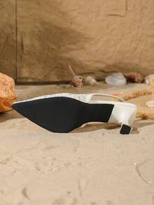 2026新款纤细高跟鞋，百搭迷人女鞋，性感镂空涤纶鞋面，适合上学、派对、户外活动 - 白色 - 查看 4