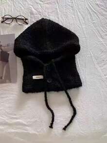 女士针织拉法帽，防风保暖护耳针织帽围巾套装，秋冬款