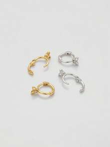 IN Z 1 đôi bông tai hình bướm bằng bạc sterling 925 đính đá Cubic Zirconia, thiết kế tối giản, phù hợp cho các bạn gái và phụ nữ đeo hàng ngày và dự tiệc. - Bông tai hình bướm đính kim cương đơn - Xem 8