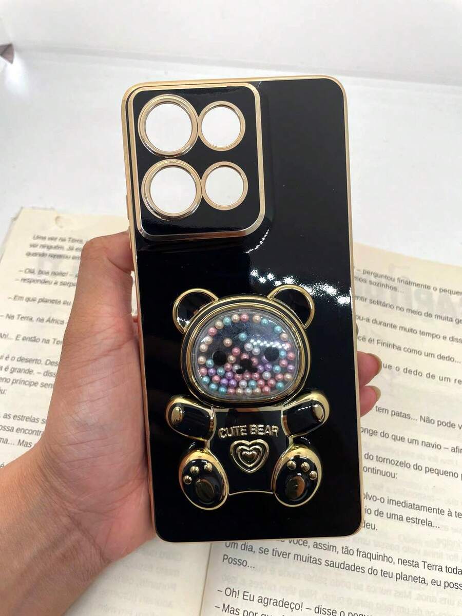 Phone Case Compatible With Moto G75 5G, Teddy Bear Design. - Black - View 1