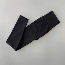Simple Ribbed Leggings In Polyamide With Double Waistband And Textured Finish. Suitable For Nighttime, Daily Wear, Birthday Parties, Sports And Fitness, Airport Wear, Travel, Formal And Evening Wear, And Holidays. - 黑色 - 查看 5