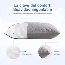 Bordado premium Almohada 1/2pz 60cm*40cm tamaño estander microfibra suave y soporte para dormitorio en casa y sala de estar en sofá - Gris - Ver 4