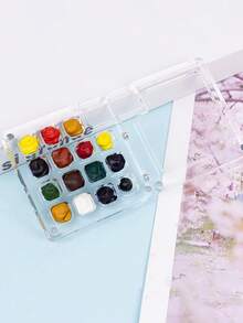 1个丙烯水彩颜料调色盘，15格迷你水彩颜料盒，便携式，适合写日记、素描、旅行绘画，返校季必备，学习用品 - 單件 - 查看 6