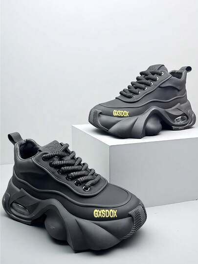 Bir Beden Büyük Yüksek Kaliteli Erkek Moda Spor Ayakkabıları, Çift Ayakkabıları, İlkbahar/Yaz Kaymaz Rahat Bohem Hava Yastıklı Platform Kalın Tabanlı Günlük Ayakkabılar, Benzersiz Kişiselleştirilmiş Retro Kalın Spor Ayakkabılar, Markaya Uygun