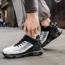 男士气垫跑步鞋，运动休闲厚底运动鞋，增高运动鞋 - B-黑色 - 查看 6