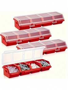 1个带盖螺丝收纳盒，4个隔层工具箱分隔器，用于整理螺丝、工具、五金件、工作台等，方便收纳和存放。 - 彩色 - 查看 10