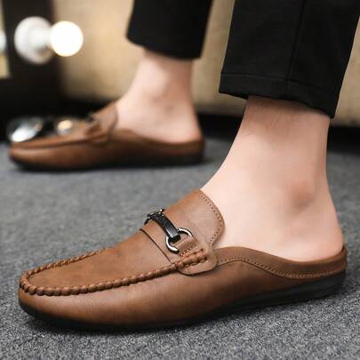 Slip-On Loafers, Backless Design Loafers, Slip-On & Off Convenience, European & American , Anti-Slip Driving Shoes, Comfortable Men's Loafers