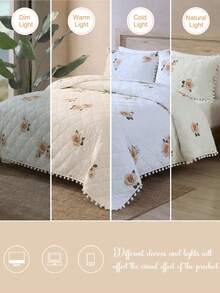 三件套花卉印花四面荷叶边床上用品套装（1个床裙+2个枕套，不含枕芯），柔软亲肤，适合日常使用，适用于卧室、主卧、客房，四季皆宜。 - 彩色 - 查看 8