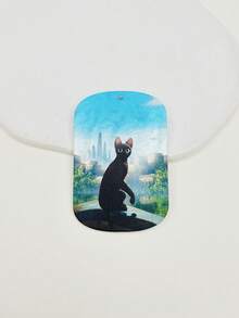 1pc Cute Cartoon Cat Tag, Double-Sided 3D Painted Acrylic Black Cat Pendant, Small Cat Pendant, DIY Jewelry Making And Decoration Accessory, Can Be Used As Keychain, Bag Charm, Birthday Gift - Multicolor - View 6