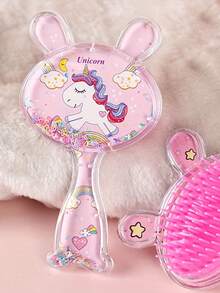 3pcs Cartoon Rabbit Hair Comb Care Set, Suitable For Dry And Wet Use, All-Style Exfoliating Styling Brush, Durable ABS Plastic Handle, Girl's Gift - Multicolor - View 4