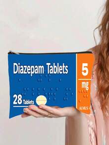 5mg Diazepam Cosmetic Storage, Ideal For Travel, Vacation, Fitness And Camping. This Zipper Design Is Vibrant And A Fashionable Choice For On-The-Go Storage. It Has A Zippered Closure, Suitable For Everyone.