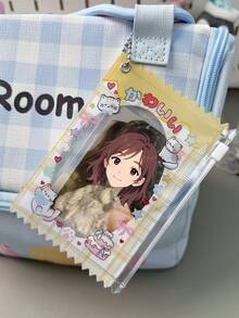 1件可爱宠物苹果、小狗、小猫蛋糕、粉色透明日本杂志、薄荷熊、偶像迷你卡片、拉链袋、收纳袋、悬挂式展示卡套、娃娃包，唯美可爱风格 - 彩色 - 查看 4