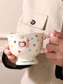 1个可爱波点小狗图案陶瓷咖啡杯，适用于盛装咖啡、牛奶、果汁、拿铁、卡布奇诺等冷热饮品。是送给女性、情人节等场合的绝佳礼物。 - 彩色 - 查看 5