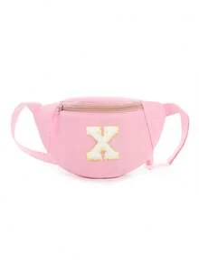 1pc DIY Girls Letter Print Crossbody Bag, Cute Shoulder Bag, Messenger Bag, Fanny Pack, Suitable For Daily Use, Outdoor, Travel, Hiking, Portable, Ideal Gift For Girls