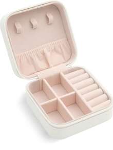 1个旅行便携首饰盒，迷你首饰收纳盒，PU皮革首饰戒指收纳盒，女士/女孩礼品收纳盒，适合圣诞节、新年派对礼物、情人节、婚礼装饰 - 彩色 - 查看 10