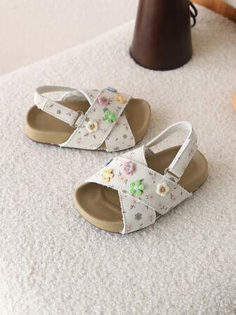 1 Pair Summer Girls Soft Bottom Beach Sandals, Outdoor Children Shoes, New Style Girls Sandals
