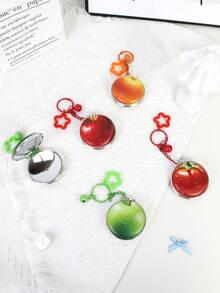 1个PU材质挂镜，可爱马卡龙造型水果系列化妆镜，迷你旅行便携手持挂包镜，女士适用，赠品，旅行，平价好物，旅行必备 - 彩色 - 查看 2