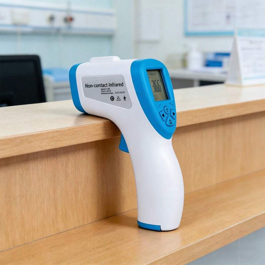 Termómetro digital de alta precisión con pantalla LCD, capaz de medir la temperatura de la frente y del cuerpo. - Blanco - Ver 1