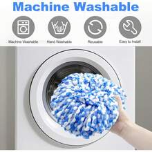 Mop Heads Replacement For Ocedar, Mop Replace Head For Ocedar EasyWring 1 Tank, Microfiber Spin Mop Refills, Include 5 Spin Mop Replacement Head Deep Cleaning Machine Washable With 2 Scrubber Mop Head - 3個拖把頭和2個擦洗器 - 查看 6