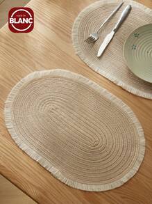 1/2/4/6/8pcs Minimalist Ombre Beige Oval Polyester Placemats