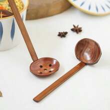 日式拉面勺，龟甲汤勺，漏勺，味千拉面木勺，火锅勺 - 棕色 - 查看 6