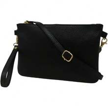 Pochette Donna con Tracolla Borsa Clutch Donna Elegante in Pelle Morbida Made in Italy Borsa da Polso Modello Mya - Sabbia - Visualizzare 4