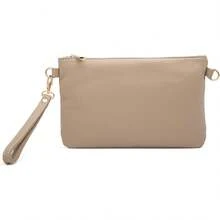 Pochette Donna con Tracolla Borsa Clutch Donna Elegante in Pelle Morbida Made in Italy Borsa da Polso Modello Mya - Sabbia - Visualizzare 10