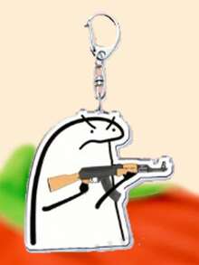 1pc Acrylic Heart Expression Keychain, Transparent White Cartoon Character Pattern Keychain, Backpack Pendant, Phone Keyring Gift Souvenir Car Accessories, Cute Gothic Y2K Lanyard ID Card Holder, Car Accessories - Multicolor - View 5