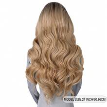 13x4 Lace Front Wig, Pre-Plucked Natural Hairline, Available In Deep Blue, Ombre Gold, Ombre Brown, Suitable For Fashionable Women's Daily Wear, 180% Density, Heatproof, No Glue - Multicolor - View 3