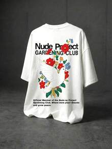 Fractyr Fractyr 男士春夏简约鸽子花卉印花圆领短袖T恤 | 基础款街头休闲上衣 - 送给男友的完美礼物 - 白色 - 查看 4