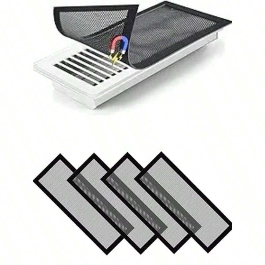 Magnetic Vent Covers Screen 4 Pack - 4x10 Inch Air Vent Filters With Durable PVC Frame Washable Mesh Screen For Home HVAC Floor Registers And Vents - Secure Fit Easy Installation - As Pic - View 1