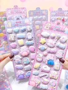 1pc High Quality 3D Soft Squeeze Cartoon Sticker Set, Made Of PP Material, Suitable For DIY Art, Scrapbooking And Crafts, Stress Relief, Decorating Phone Cases, Notebooks, Cute Handmade Supplies - Multicolor - View 6