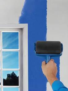 1个大号自粘式油漆滚筒刷，墙面油漆刷，乳胶漆墙面刷 - 耐用塑料墙面油漆配件，单支大号滚筒刷带接缝