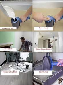 1个大号自粘式油漆滚筒刷，墙面油漆刷，乳胶漆墙面刷 - 耐用塑料墙面油漆配件，单支大号滚筒刷带接缝