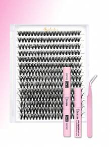 1980pcs, 780pcs, 280pcs, 140pcs, D Curl, C Curl, Eyelash Extension Kit, DIY Eyelash Extension Kit, Beginner Friendly, Fluffy And Voluminous Premade Fan Lashes, 8-16mm, 20D, 30D, 40D, 50D, 60D, 80D, 100D, 120D Individual Lashes Set, Includes Lash Glue, Sealant, Tweezers, Makeup Remover, Brush, Headband, Suitable For DIY At Home, Individual Lashes Set, Eyelashes, Eyelash Clusters (8-16mm, Kit) - 彩色 - 查看 4