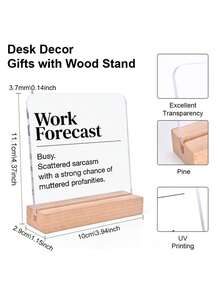 1pc Humorous Self-Deprecating Style Office Theme Acrylic Ornament Sign With Wooden Base, Funny Desk Sign, Interesting Colleague & Friend Gift, Suitable For Desktop, Office, Shelf, Rest Area Decoration - Multicolor - View 3
