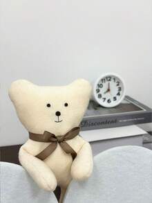 25 cm/9,84 Zoll beiger Teddybär Plüschspielzeug, niedlicher Schleife Kuscheltier, hautfreundliches weiches Plüschtier für Babys & Kinder, perfektes Geschenk für Babyparty, Geburtstag, Weihnachten, süße Akzentdekoration für Kinderzimmer - Champagnerfarben - Übersicht 6